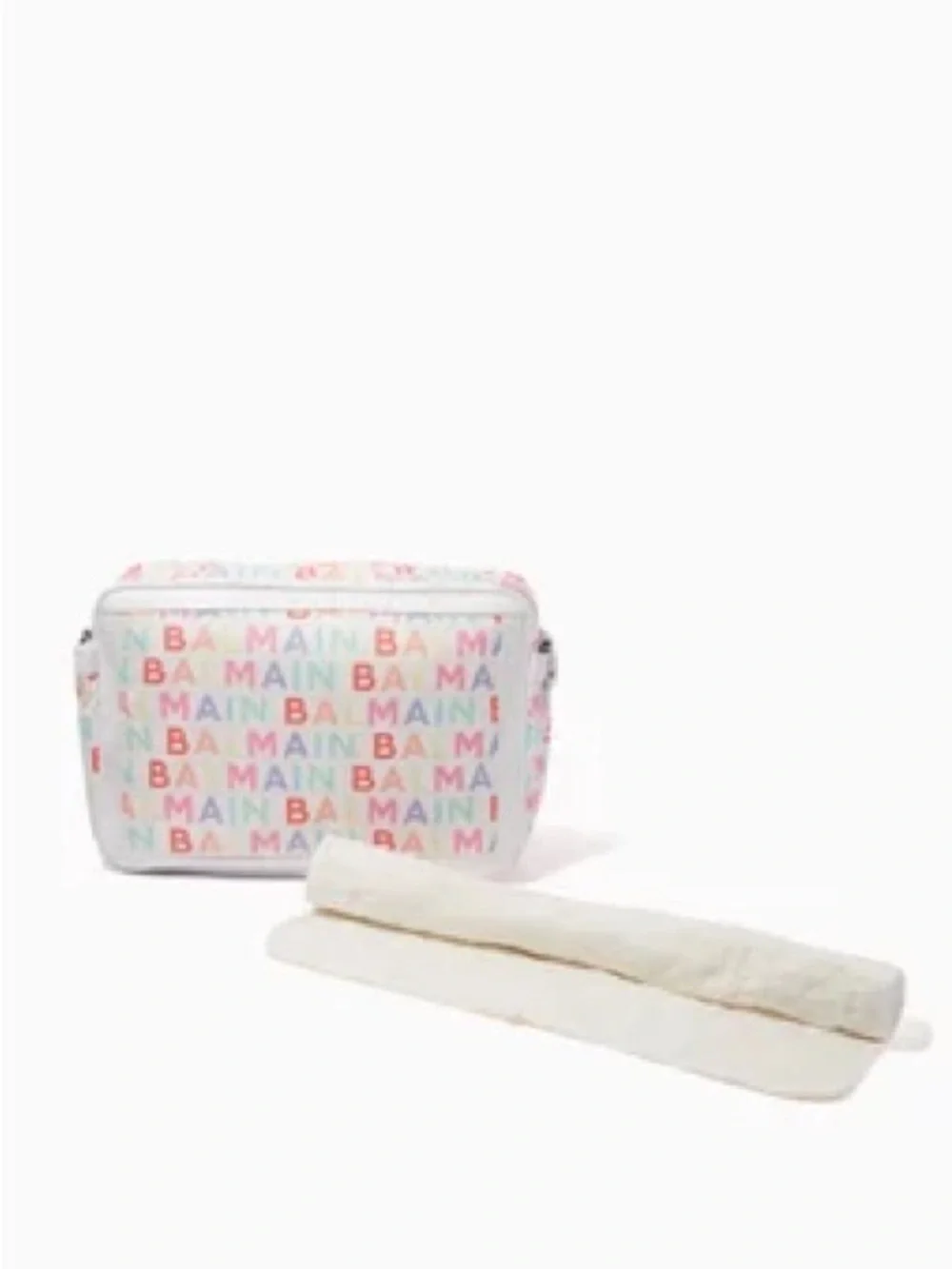 Balmain Baby White Printed Changing Bag & Mat Set